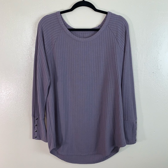 Chaser long sleeve purple waffle knit top - Picture 1 of 6